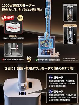 Amazon | 掃除機 コードレス 85000Pa 【2025新登場！自動ゴミ収集