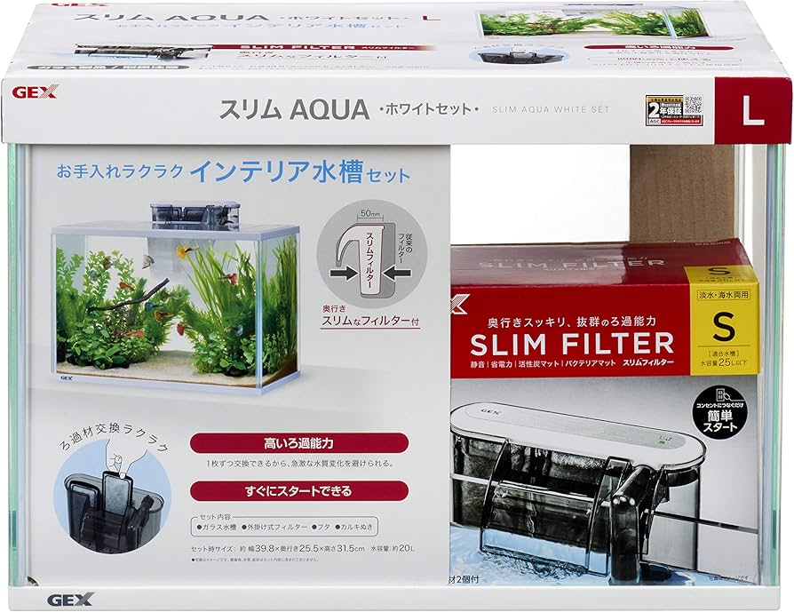 Amazon | ジェックス GEX AQUARIUM スリムアクアホワイトセットL