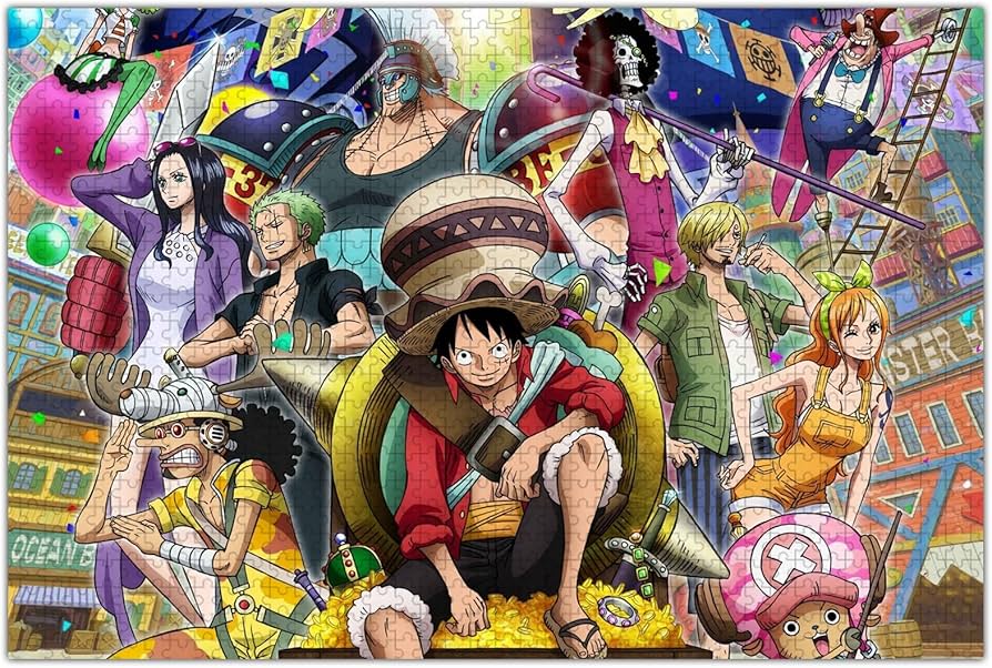 完成品】アニメ、ワンピースパズル6点セット 完成品】アニメ