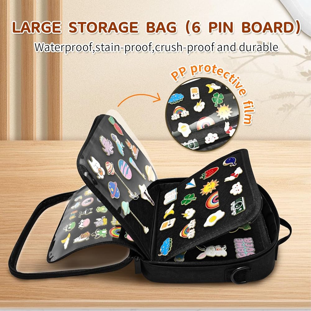 Amazon | BOHEMIABY 黒 ピンバッジ ケース, 6ページ 缶バッジ