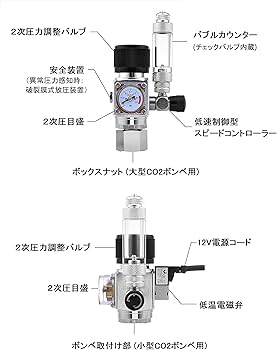ADA CO2スピードレギュレーターと電磁弁/EL-VALVEとボールバルブ ADA