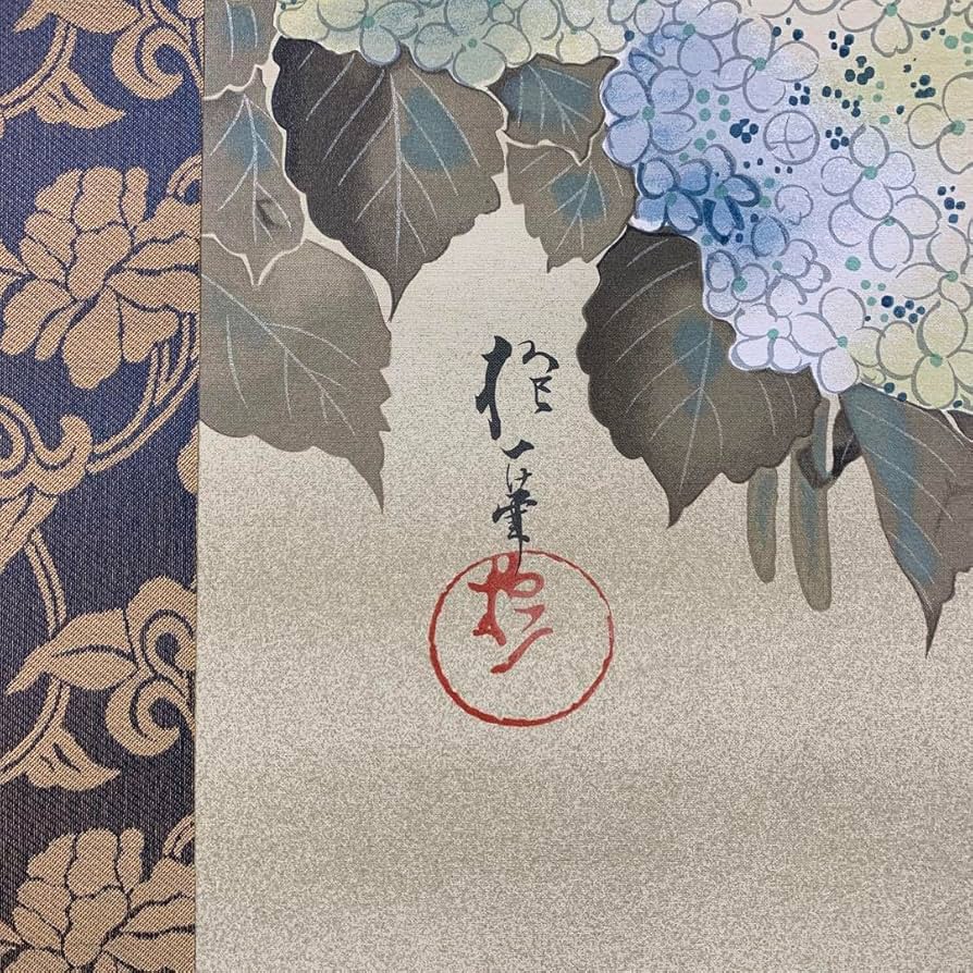 百合花図】武田鼓葉 2660 ユリに蜂 掛け軸肉筆