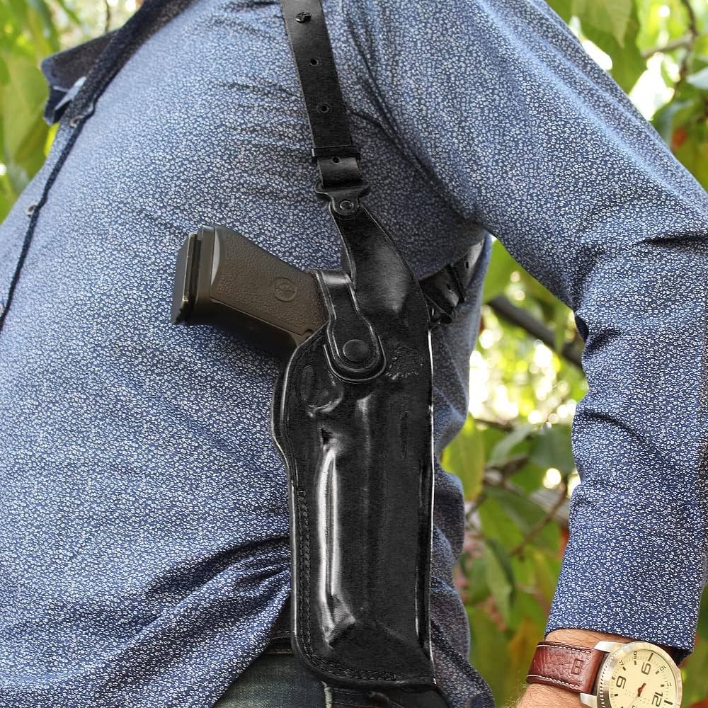 Amazon.co.jp: プレミアムレザー縦型ショルダーホルスター、ダブル