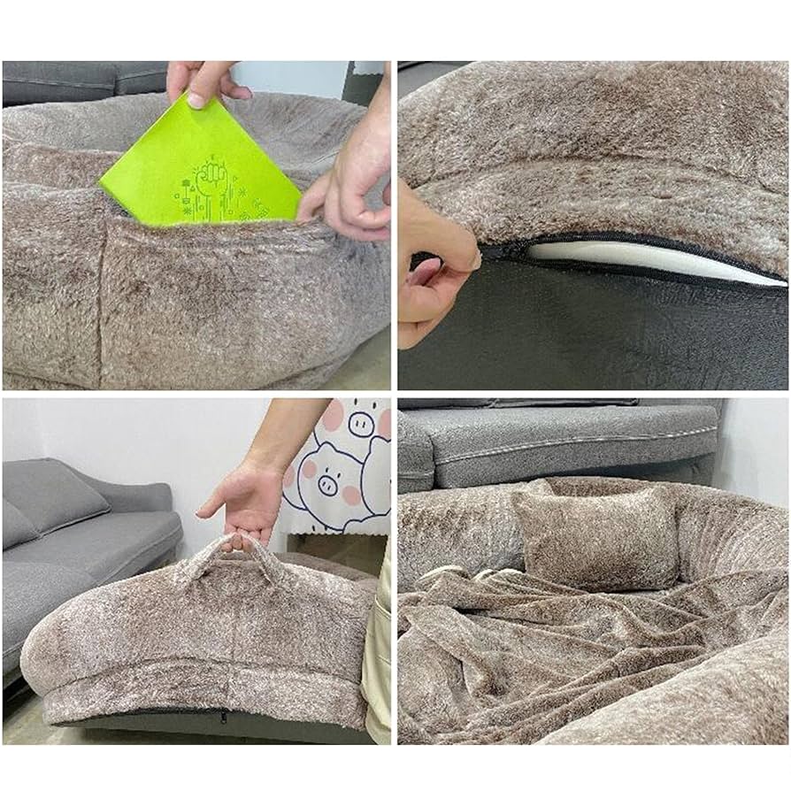 Amazon | ふわふわヒューマンドッグベッド 丸型 ダークグレー