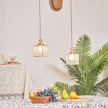 Amazon.co.jp : ペンダントライト 1灯 おしゃれ 四角形 花柄 ガラス