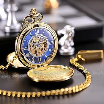 Amazon | TREEWETO 機械式 懐中時計 アンティーク ブルーダイヤル