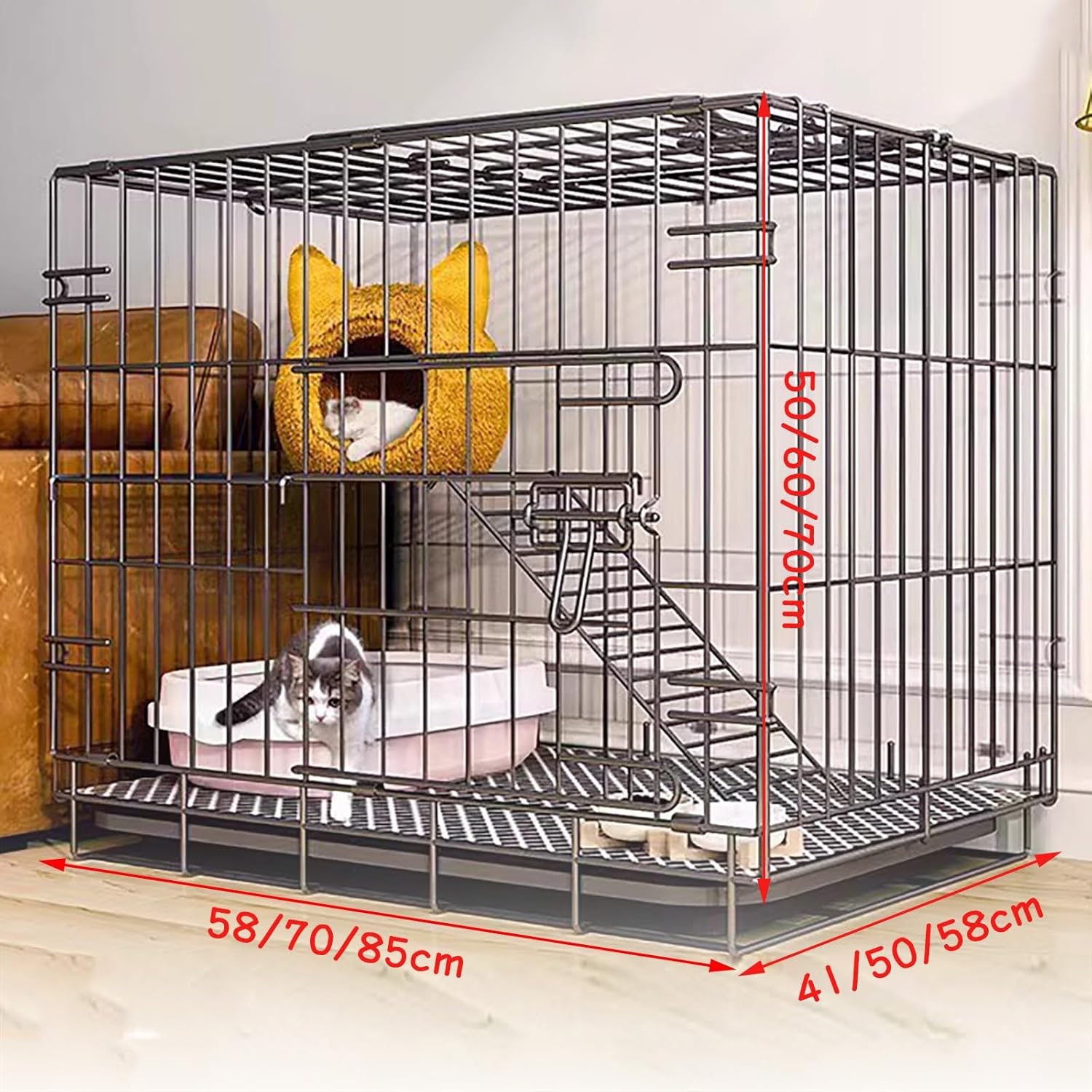 NOBBAT 猫ケージ 2段猫ハウス キャットケージ 猫用ケージ 室内用猫の