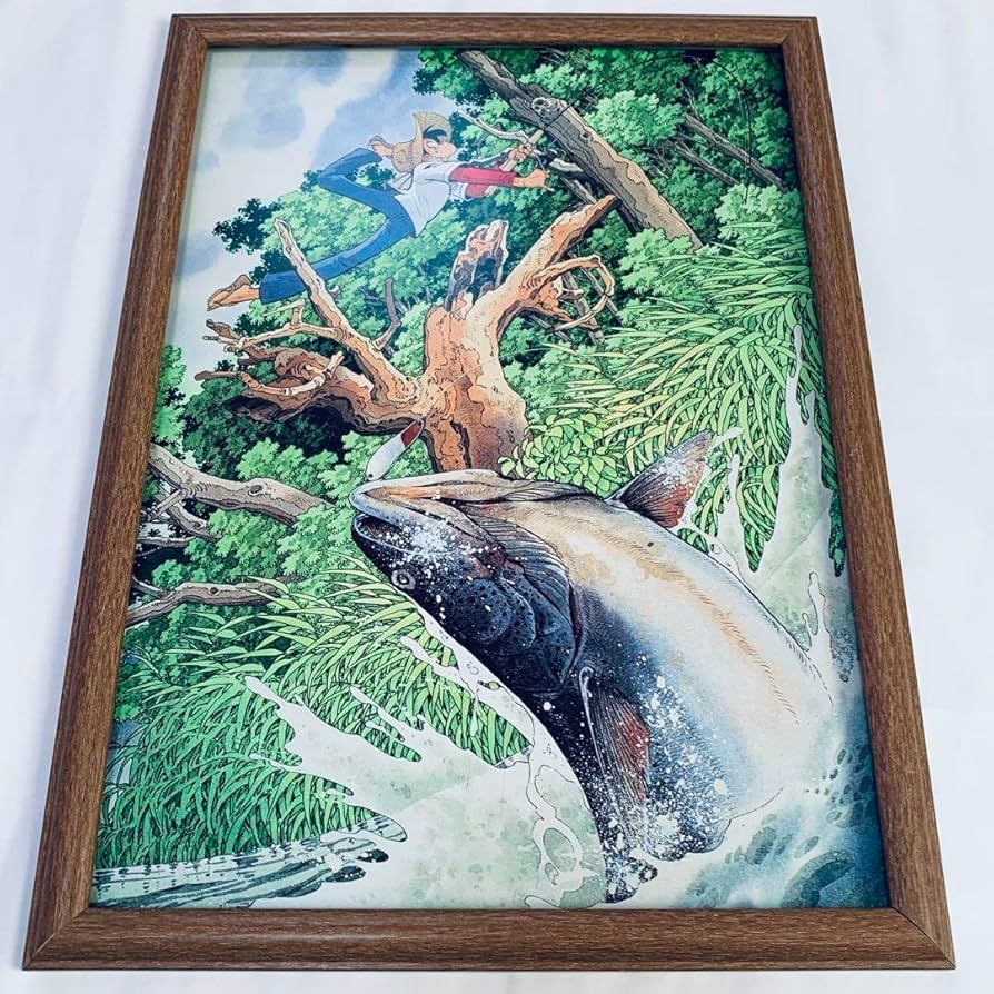 矢口高雄 釣りキチ三平 サイン入り水彩画 矢口高雄 釣りキチ三平