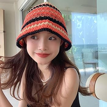 Amazon.co.jp: ニットバケットハット 女性用 通気性 マルチカラー織り