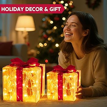 Amazon.com: JOIEDOMI Christmas Lighted Gift Boxes, Light Up