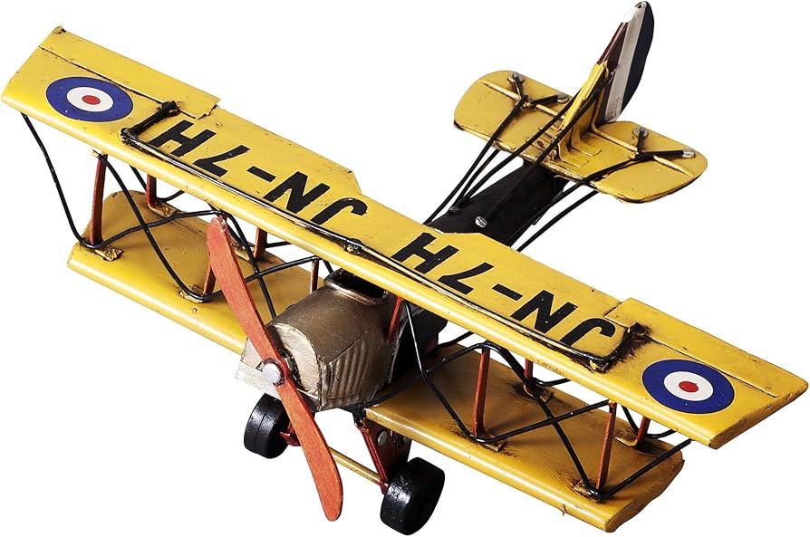 ブリキ飛行機✈️JN-7H イエロー二重翼機モデル 【公式通販】