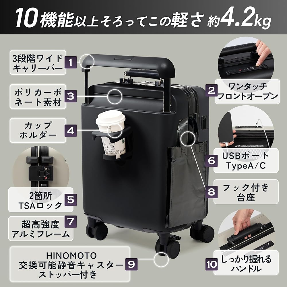 Amazon | [MAIMO] スーツケース 機内持ち込み Sサイズ フロント