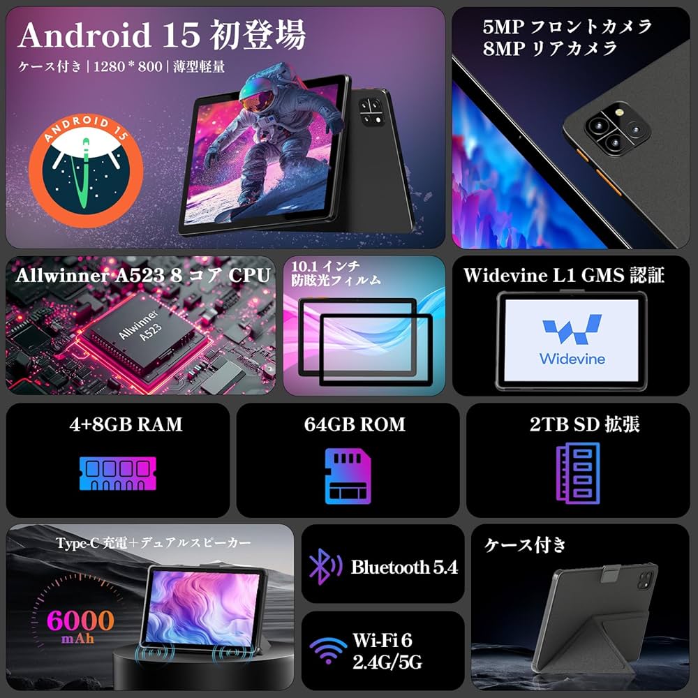 Amazon.co.jp: 2025新登場·Android 15 タブレット - タブレット 10