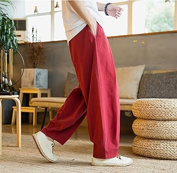 Amazon | [ランボ] サルエルパンツ ワイドパンツ メンズ 無地 綿麻