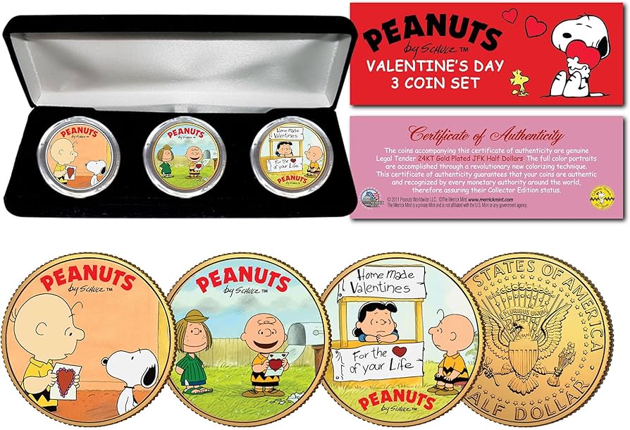 Amazon.com: Peanuts Valentines Snoopy Charlie Brown JFK Half