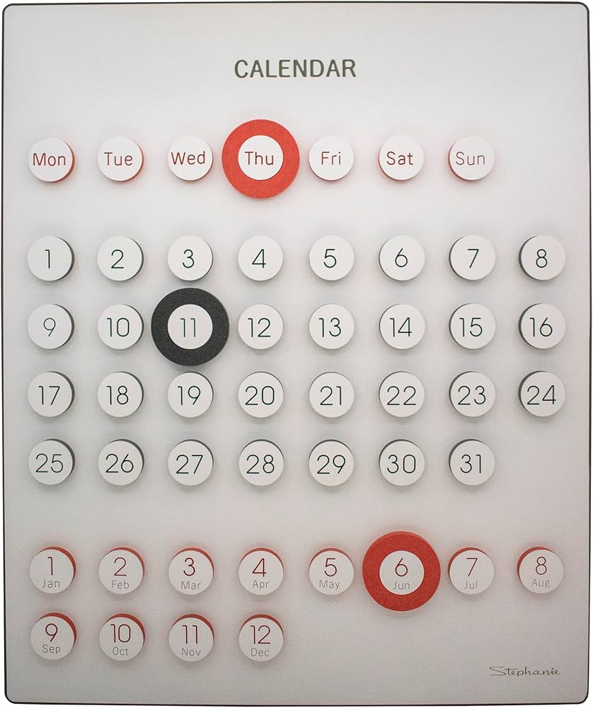 Modern Ring-A-Date Perpetual Large Wooden Wall Calendar (Orange