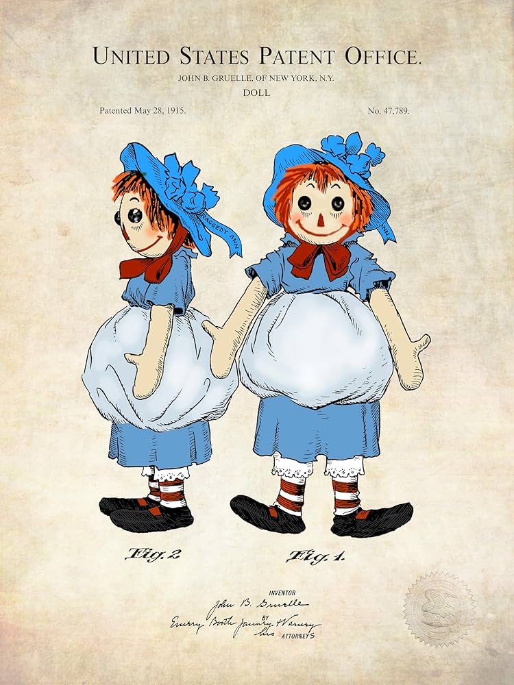 Amazon.com: Vintage Raggedy Ann Doll Design Print | 1915 John B