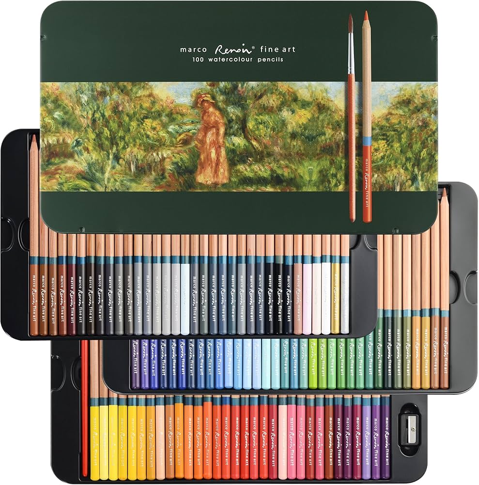 Amazon | MARCO鉛筆 水彩色鉛筆 100色セット 3120型｜水溶タイプ 乾湿