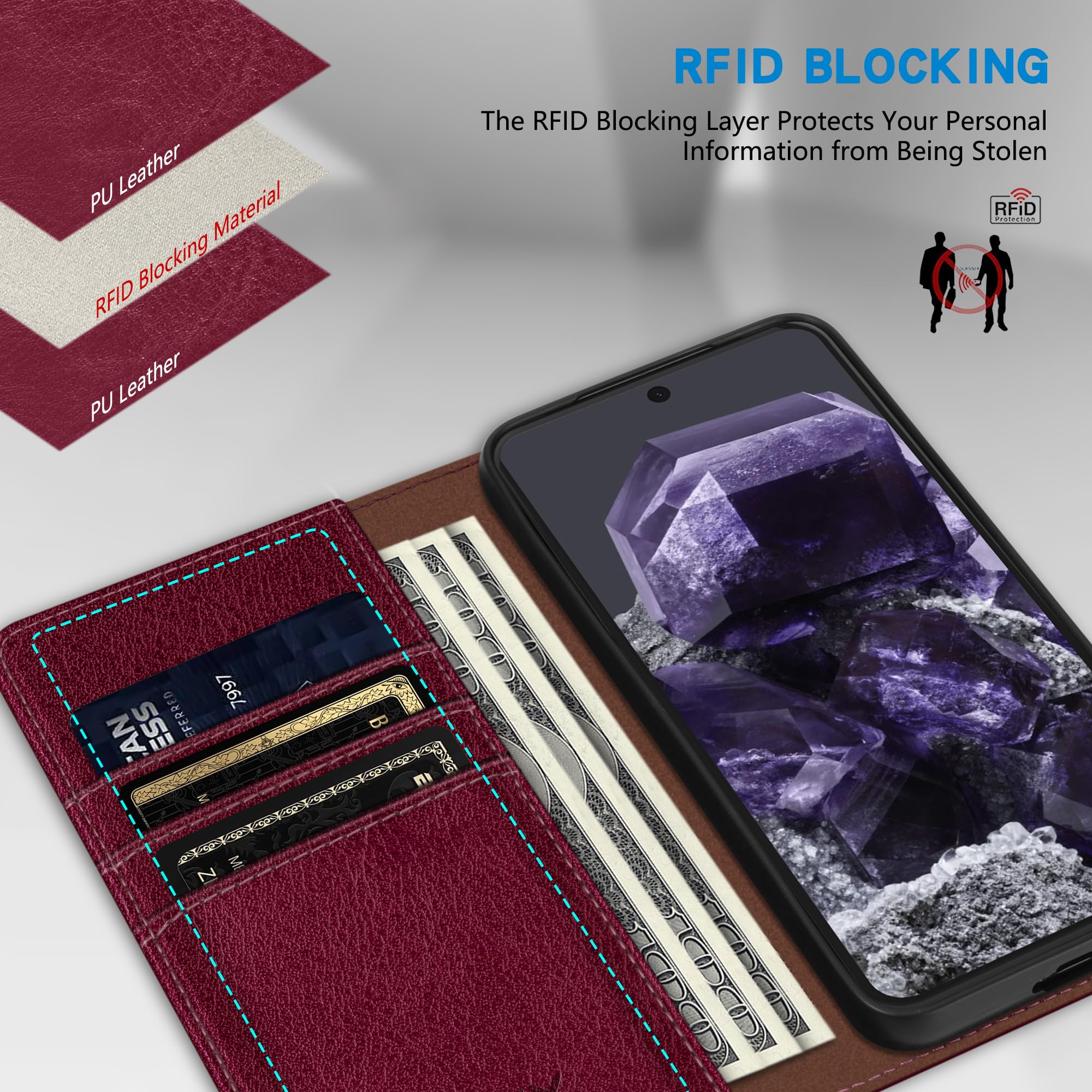 Amazon.com: ZZXX for Google Pixel 8 Wallet Case with [RFID