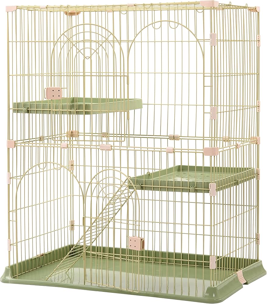 Amazon | 标题：猫 ケージ 2段 おしゃれ Mサイズ キャットケージ 多頭