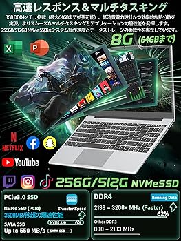 Amazon.co.jp: Fsjun ノートパソコン 【MS Office 2024搭載 &Win 11