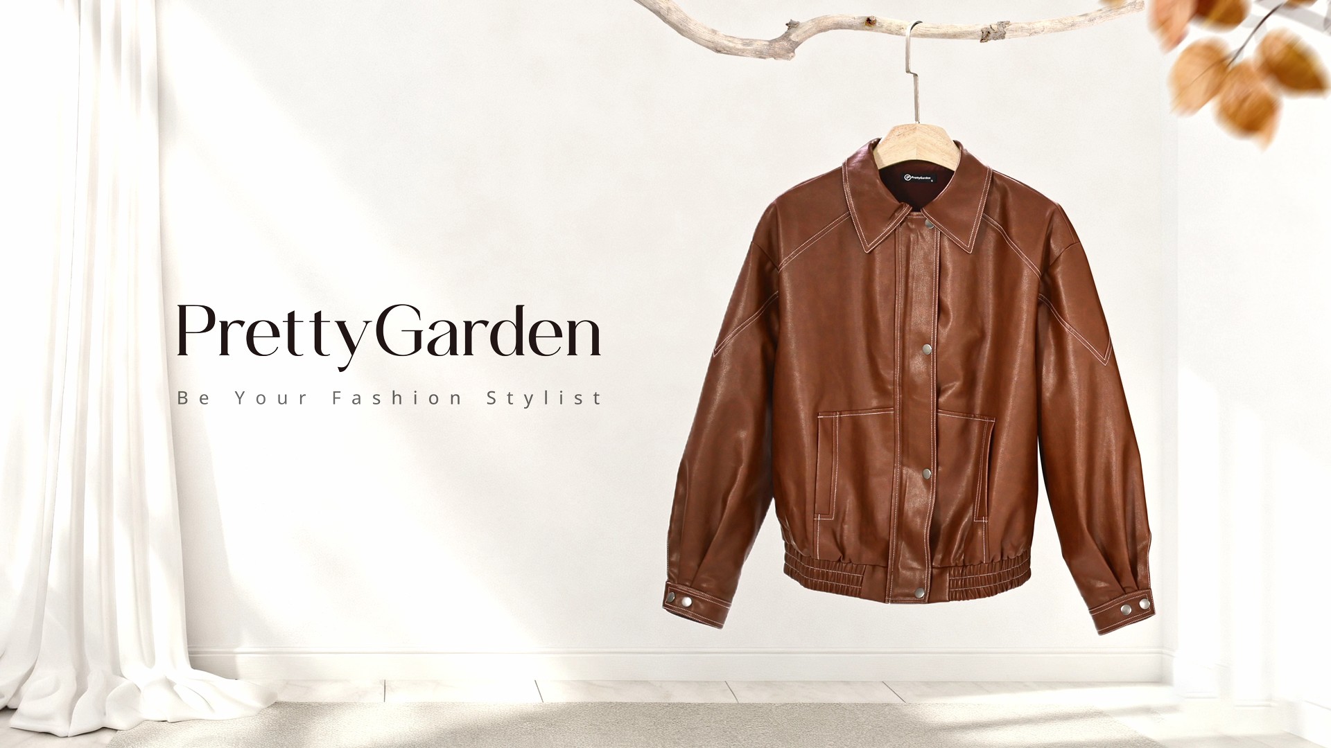 PRETTYGARDEN Faux Leather Jacket Women Bomber Motorcycle Zip Up