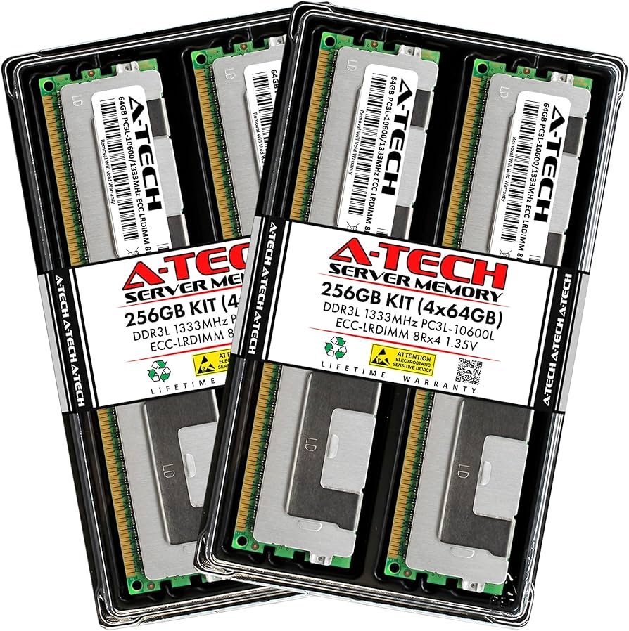 A-Tech 256GB Kit (4x64GB) DDR3/DDR3L 1333MHz PC3L-10600L ECC