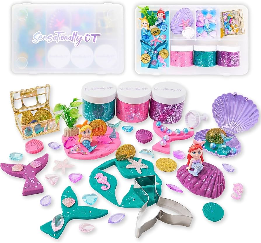 Amazon.com: Sensationally OT Mermaid Sensory Dough Kit (3 Jars