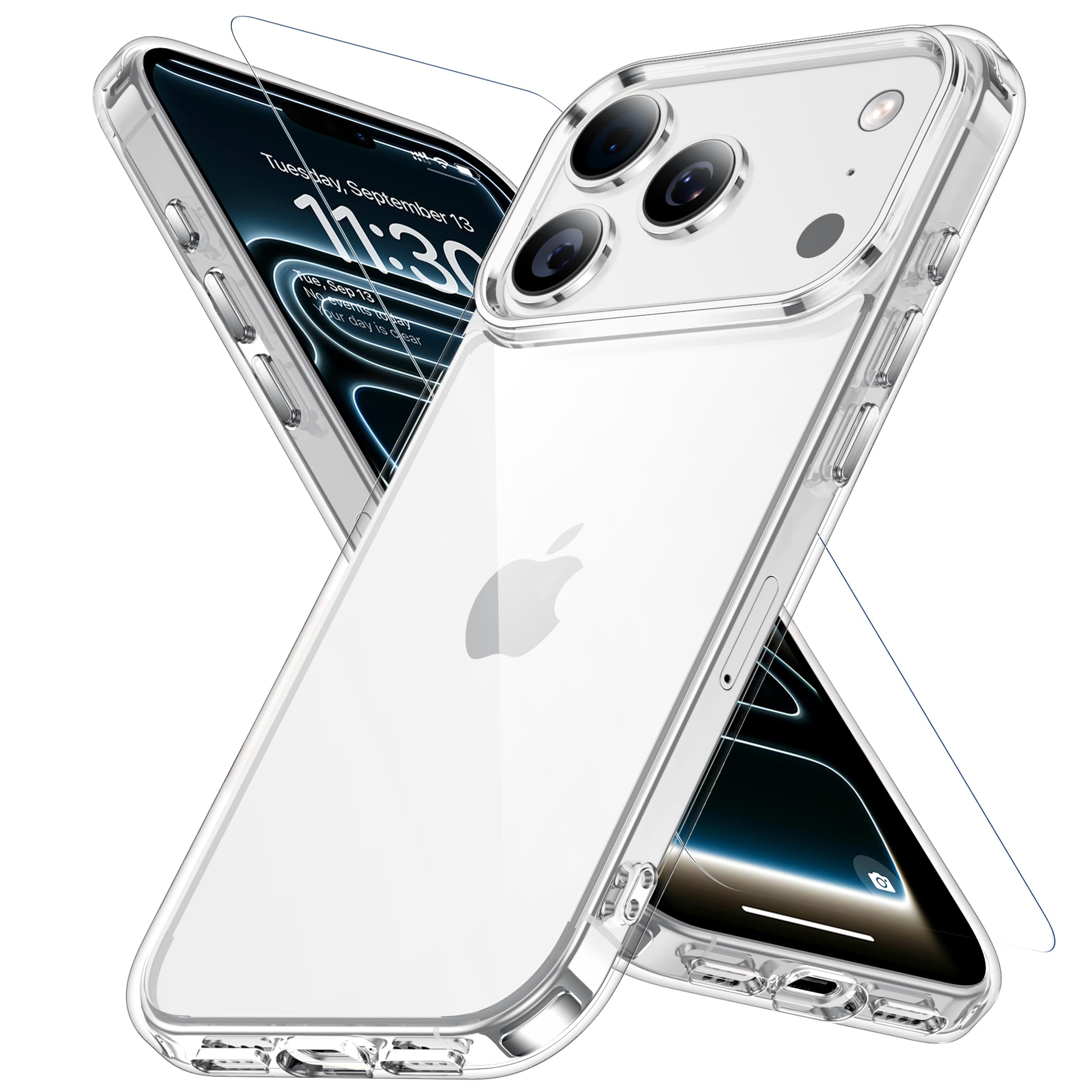 Amazon.co.jp: JUSTCOOL iPhone 17 Pro 用ケース クリア ガラス保護