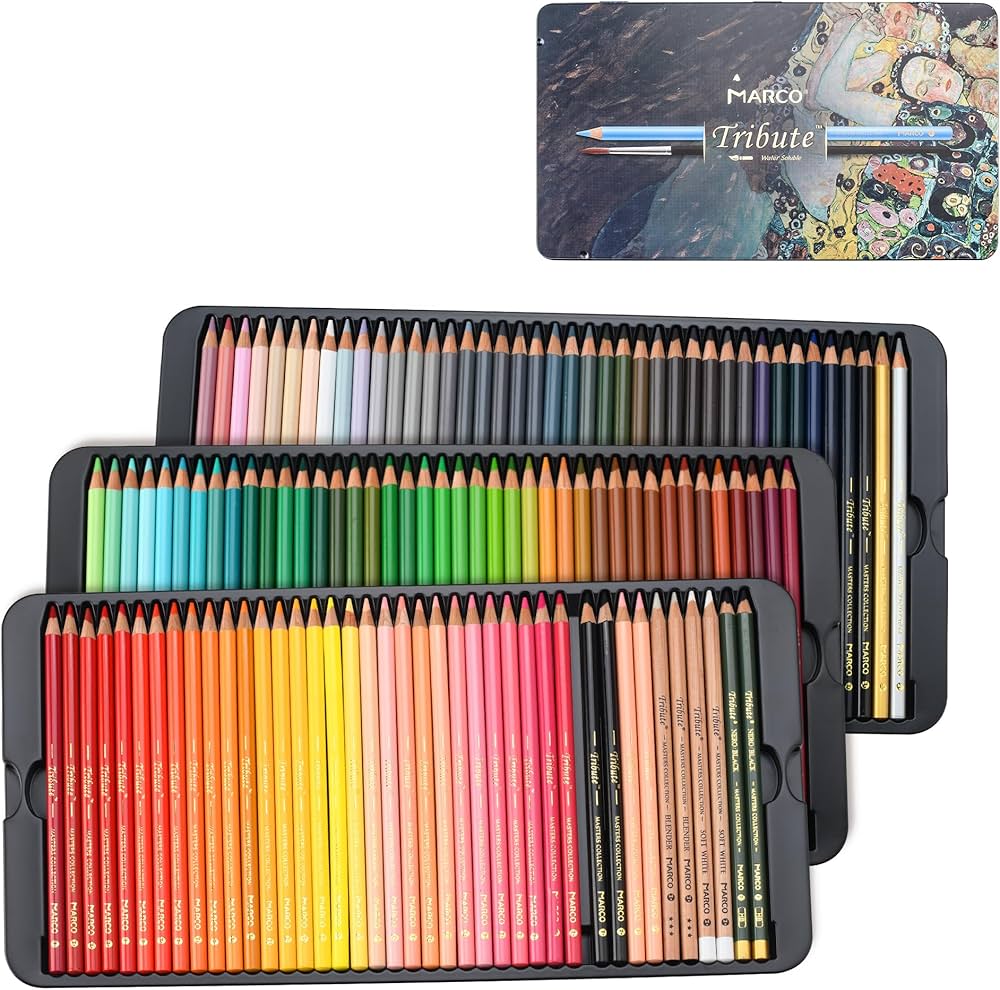 Amazon | Marco 100色色鉛筆 水彩 プロ用色鉛筆セット子供 水溶性色