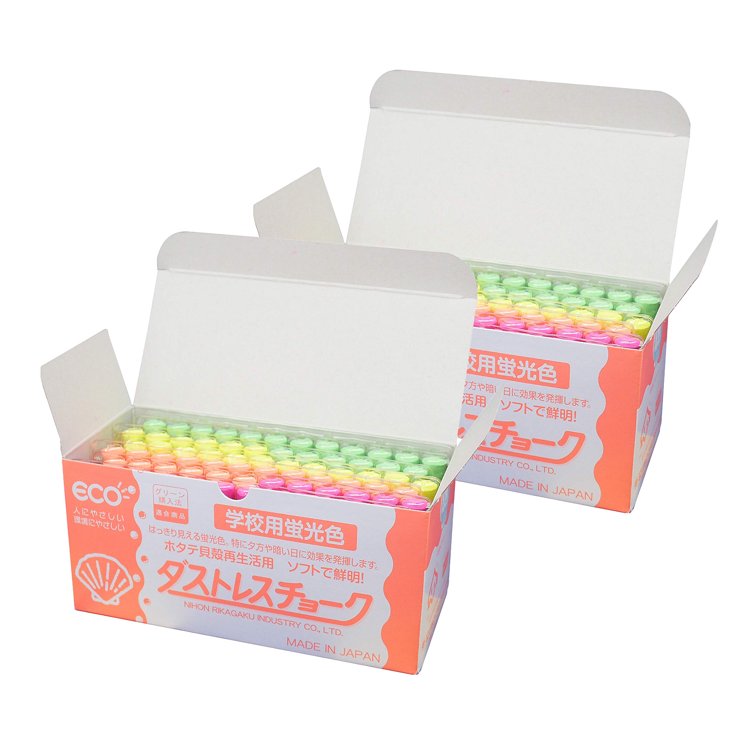 Amazon | 日本理化学 ダストレス 蛍光チョーク DCK-72-4C 赤 黄 緑 橙