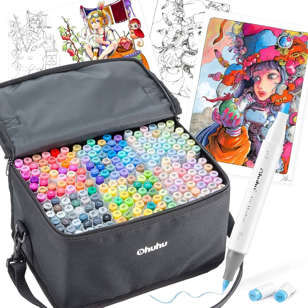 ohuhu イラスト マーカーペン 96薄色 筆・太字 Honolulu Ohuhu