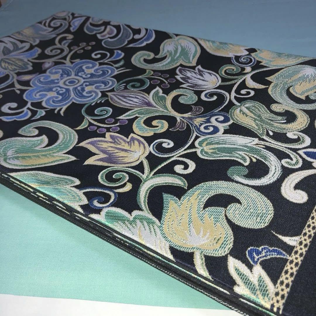 西陣織袋帯未仕立品（株）大光 濃紫地大柄唐花蔓文新品 芯入仕立代込み