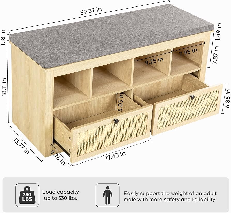 Amazon.com: XIAO WEI Shoe Storage Bench, Shoe Storage Bench with 2