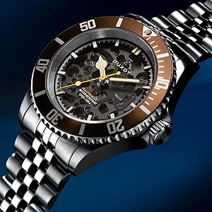 Amazon.com: DUXOT Men's 40mm Atlantica Skeleton Automatic Burnt