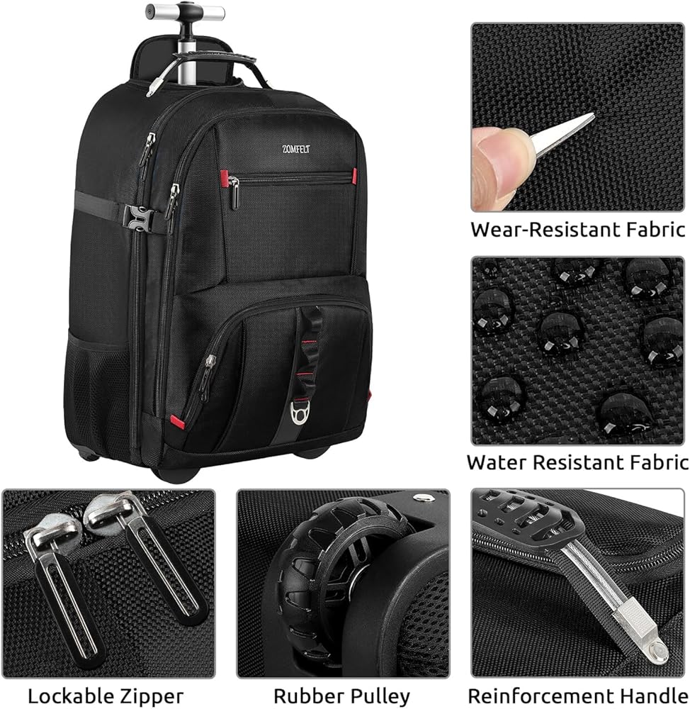 Amazon.com: ZOMFELT Rolling Backpack, X-Lare Travel Backpack with