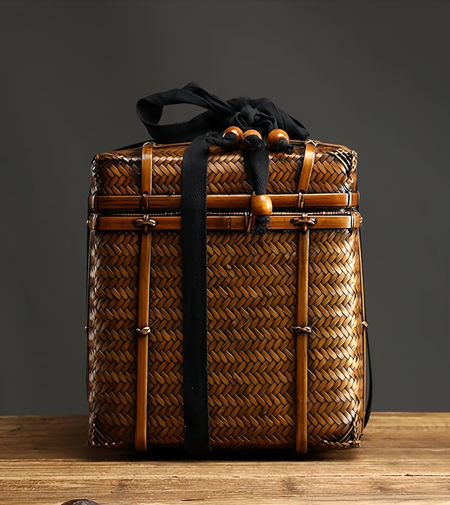 2段 竹細工アンティーク 収納ケース 2段 竹細工アンティーク 収納ケース