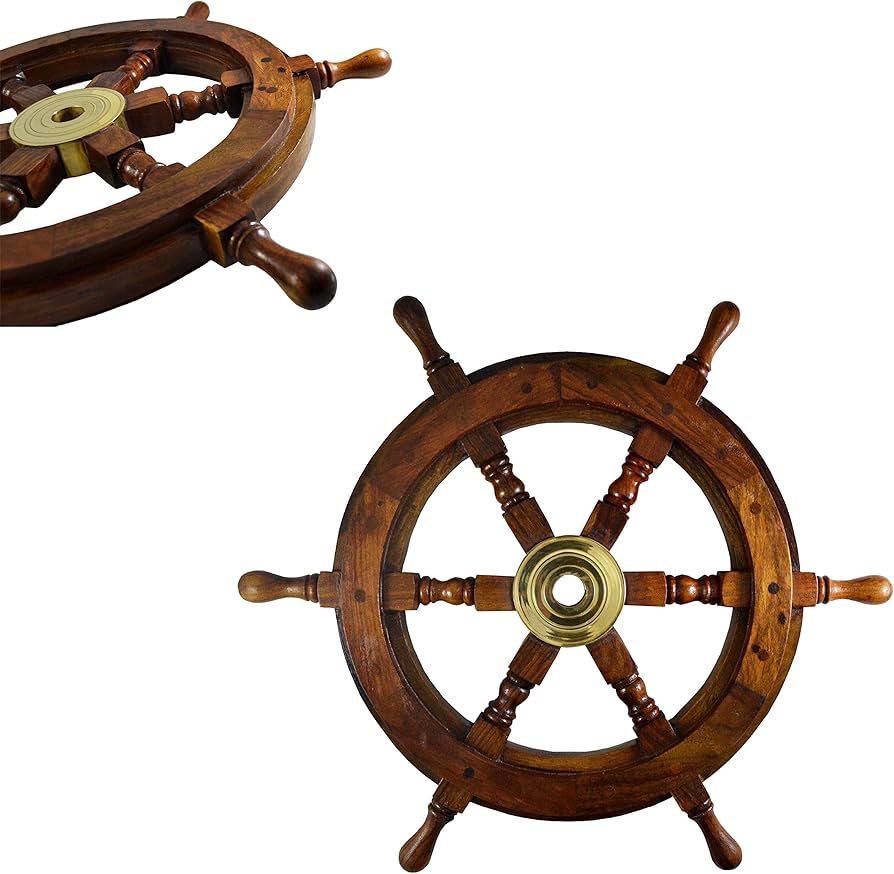 Amazon.co.jp: 舵輪 船 舵輪 ボート 舵輪 海賊船 船舵 船舶 装飾 木製