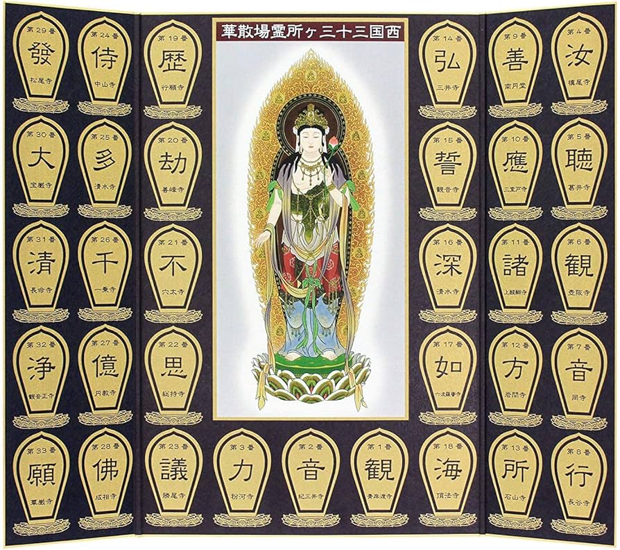 Amazon｜西国三十三ヶ所 散華額A 散華台紙 セット｜仏間・神道用掛軸