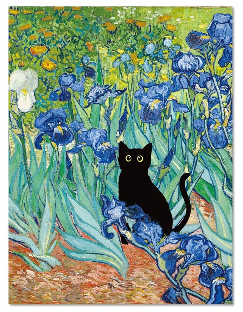 Amazon.co.jp: MINI ZOZI 黒猫絵画 ゴッホ ヴィンテージ 有名アート