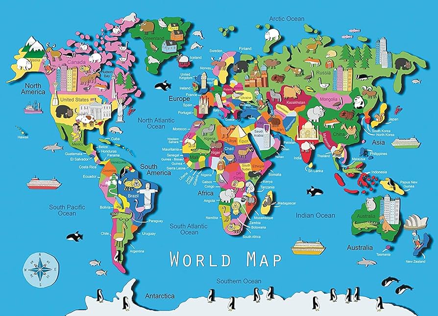 Amazon | 1000ピースの木のパズル-世界地図、大人と子供のパズル