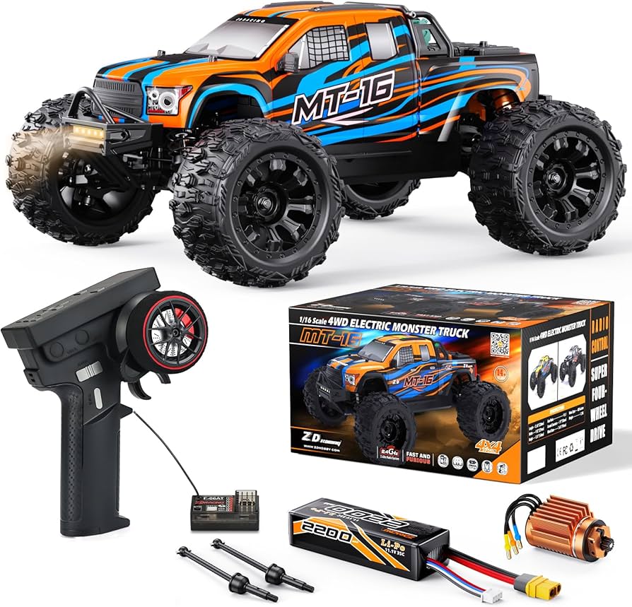 Amazon.com: ZD Racing MT-16 1/16 50MPH Brushless 4WD RC Truck