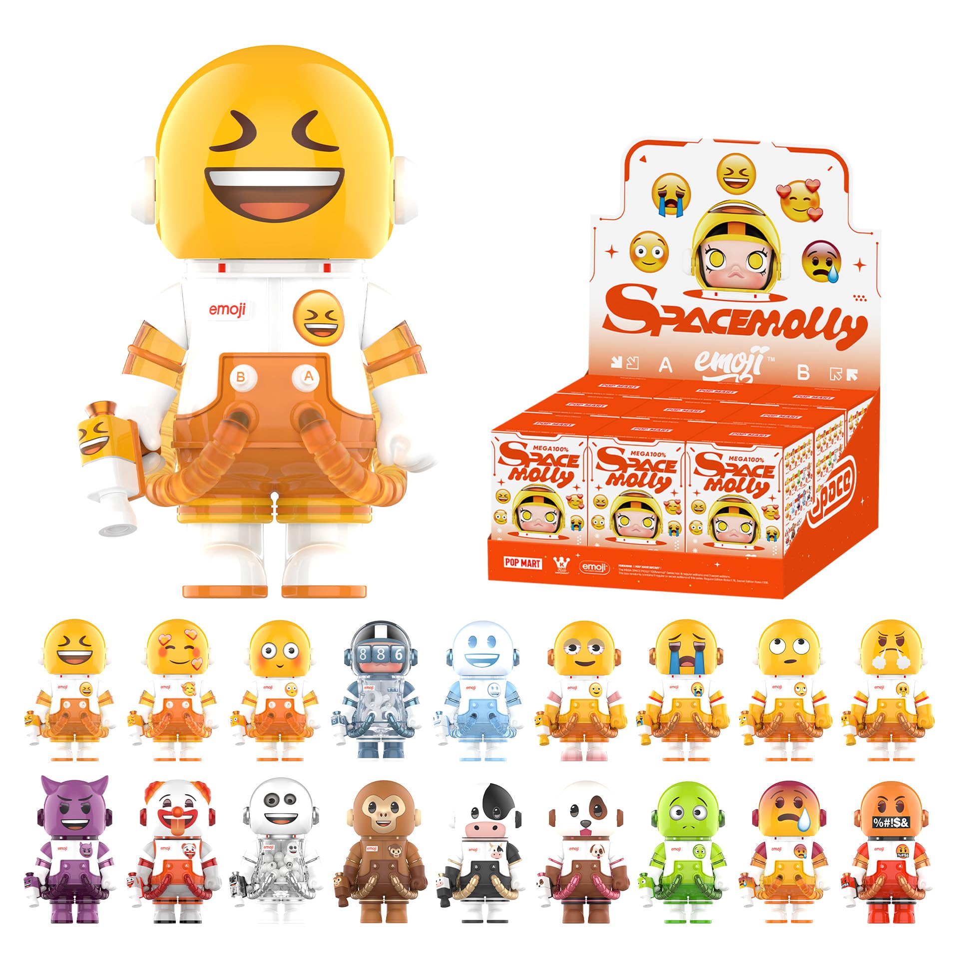 Amazon.com: POP MART Mega Space Molly 100% × Emoji Series, Molly