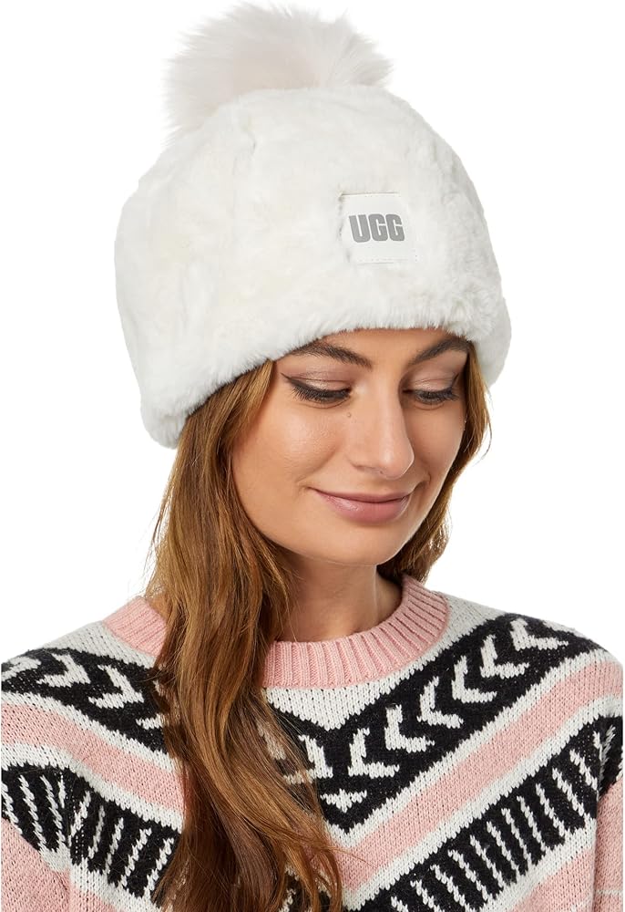 Amazon | UGG レディース フェイクファー ビーニー ポンポン付き