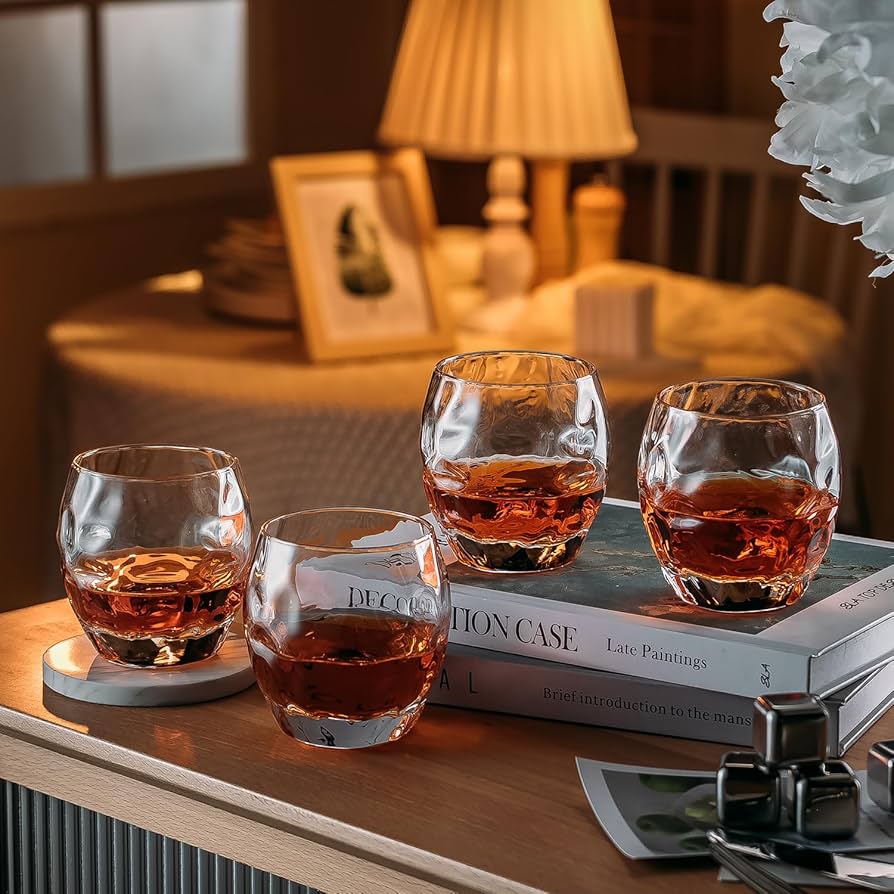 Amazon.co.jp: ウイスキーグラス 4個セット 345ml ロックグラス