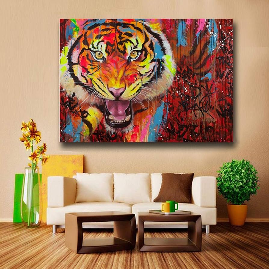 あるがままに】虎 トラ アクリル画 ポップアート キャンバスF6号 BAEZ3