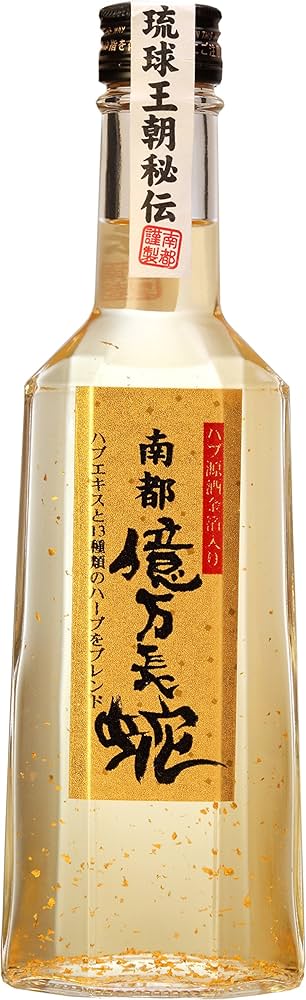 Amazon.co.jp: 琉球の酒 金箔入りハブ源酒「南都億万長蛇」 35度 310ml
