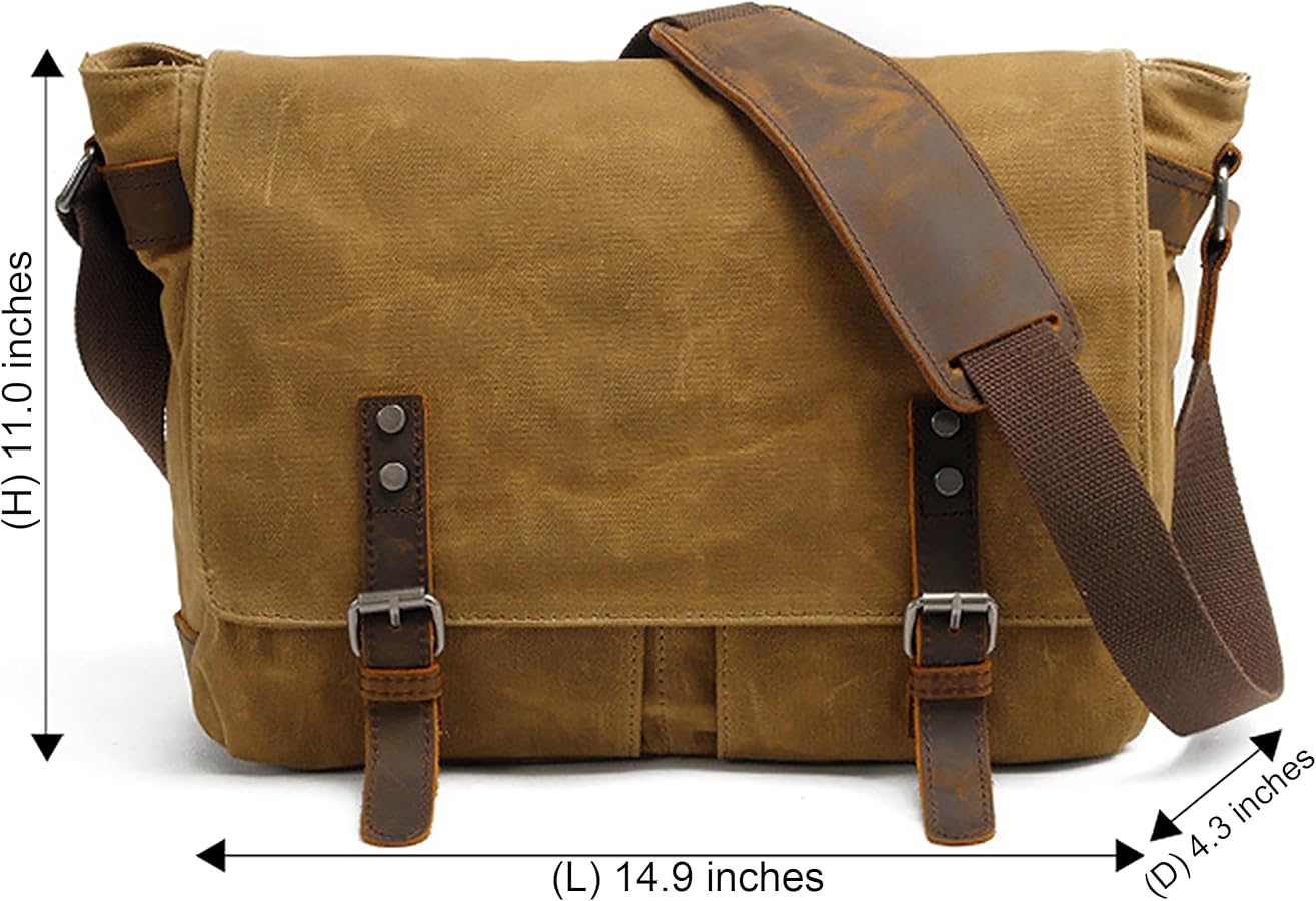 Amazon.com | HuaChen Mens Messenger Bag, Vintage Genuine Leather