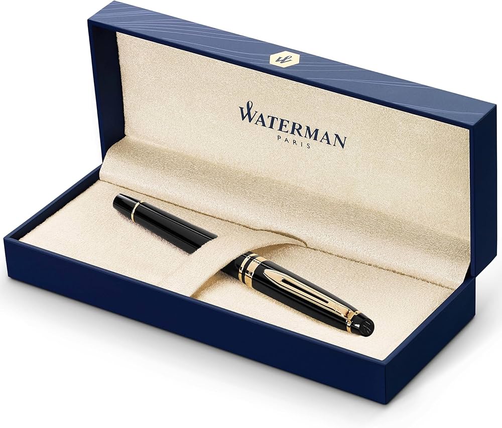 Amazon | Waterman Expert Gold Trim Fountain Pen - Black 万年筆