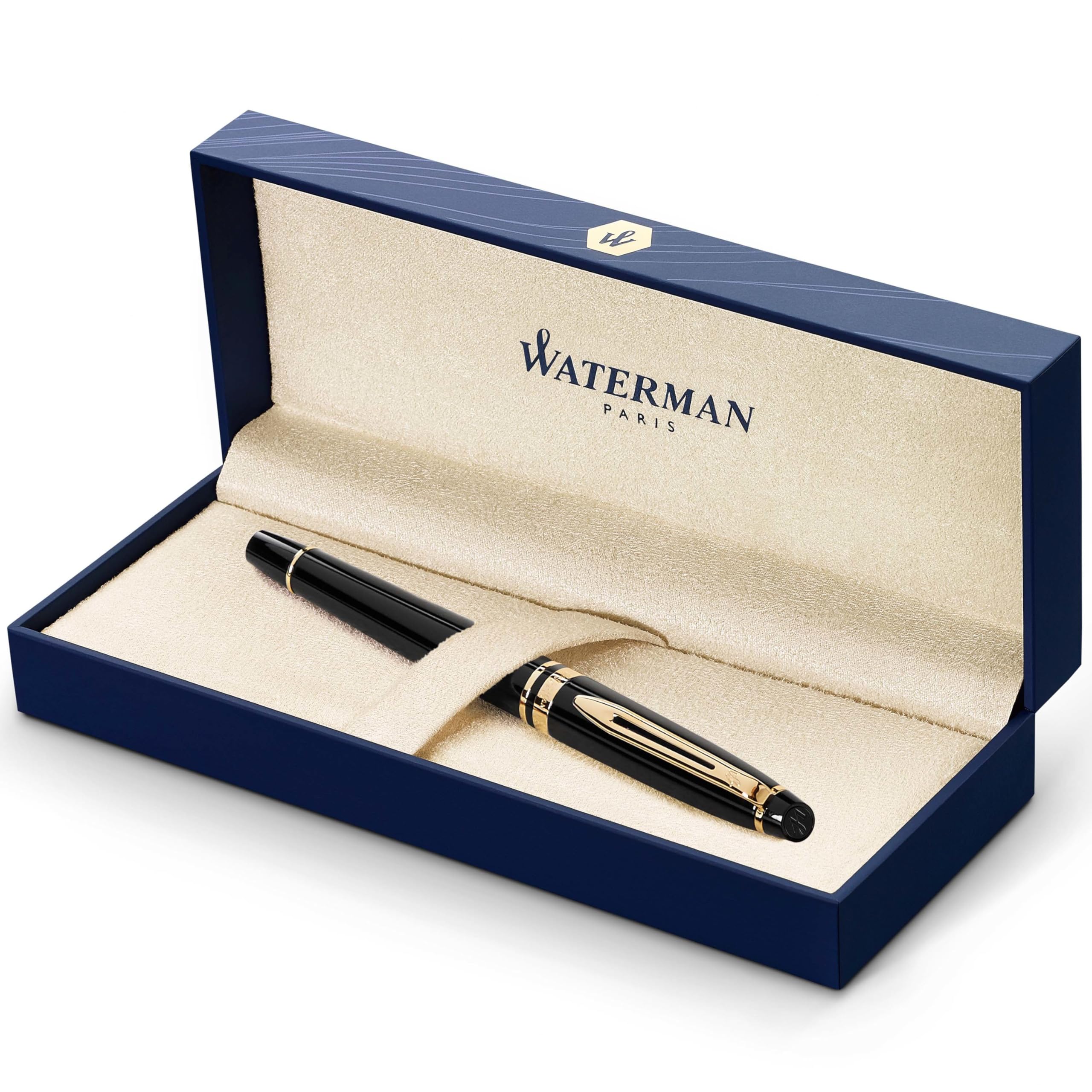 Amazon | Waterman Expert Gold Trim Fountain Pen - Black 万年筆